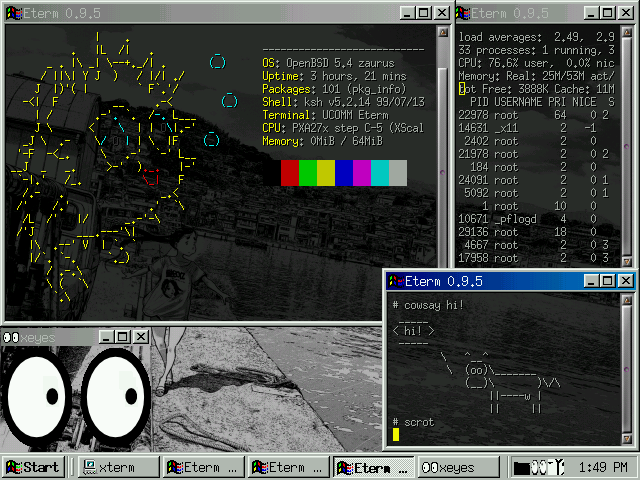 qvwm Zaurus OpenBSD 5.4